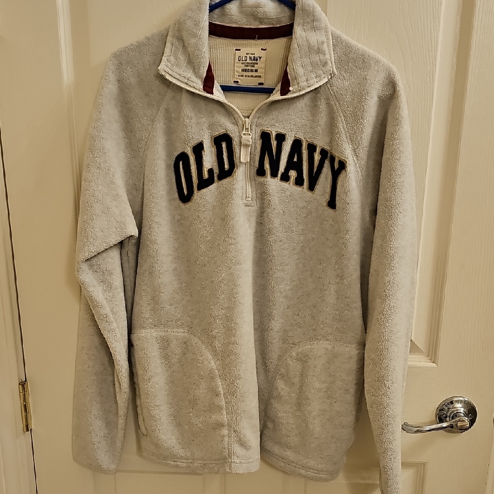 Old Navy Gray Logo Half Zip Pullover Sweatshirt Women’s M Y2K